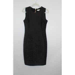 Calvin Klein Dress Women's 10 Black Leopard Print Velvet Textured Career Shirt